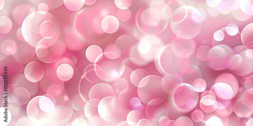 An abstract pink bokeh background with a dreamy gradient and soft, defocused light circles