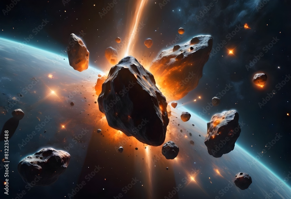 world asteroid day with a lot of asteroid are floating in the space ...