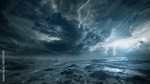 Ethereal Power: Lightning Strikes over Barren Plains