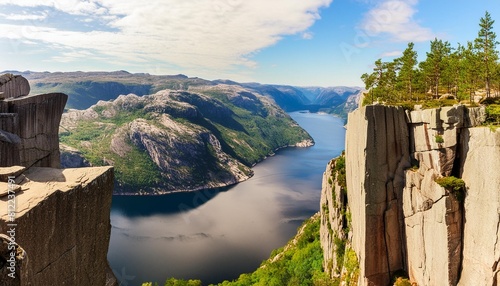 preikestolen famous cliff at the norwegian mountains