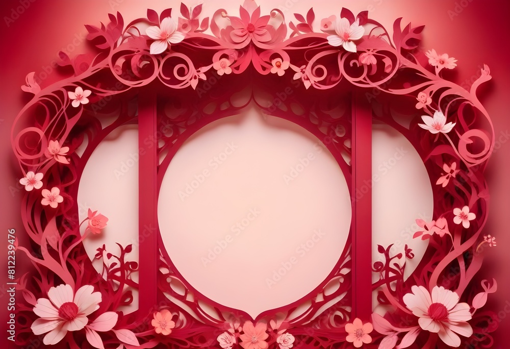 Frame for background paper cut style flowers and the vibrant colors Frame for background paper cut style flowers and the vibrant colors