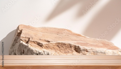 a rock mineral product display shelf showing soft natural indents to the stone with a shadow and detail photo