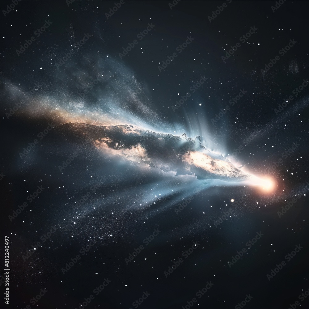 flying comet in space. flying comet in space.