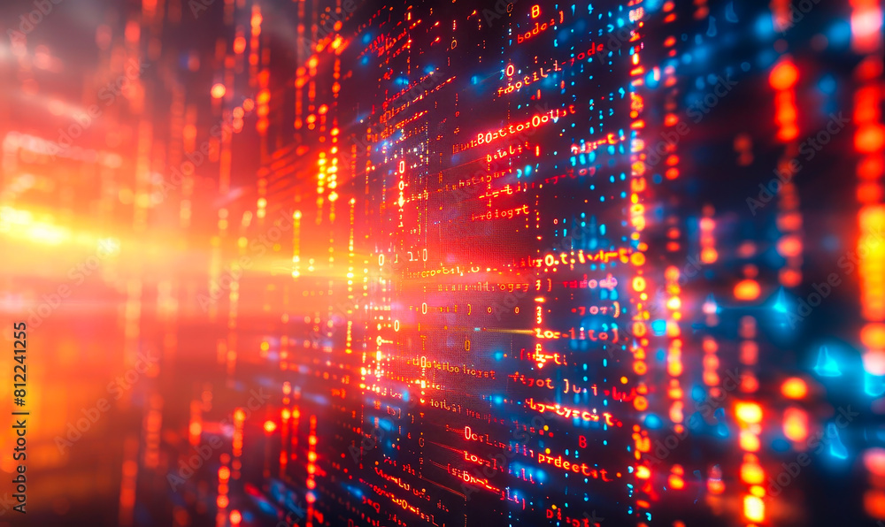 Vibrant Flowing Binary Data Stream: Futuristic Abstract Technology Background Depicting Illuminated Cascading Digital Information Coding and Programming Matrix Vibrant Flowing Binary Data Stream: Futuristic Abstract Technology Background Depicting Illuminated Cascading Digital Information Coding and Programming Matrix