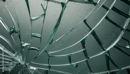 shattered glass emerald green background 3d rendering