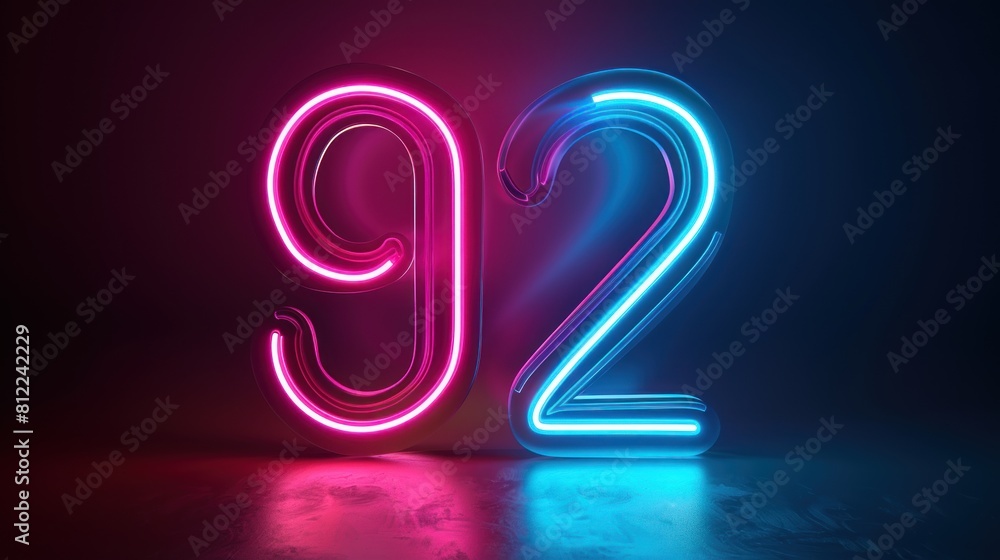 two number character neon light sign vector. two number character sign. two number character neon light sign vector. two number character sign.