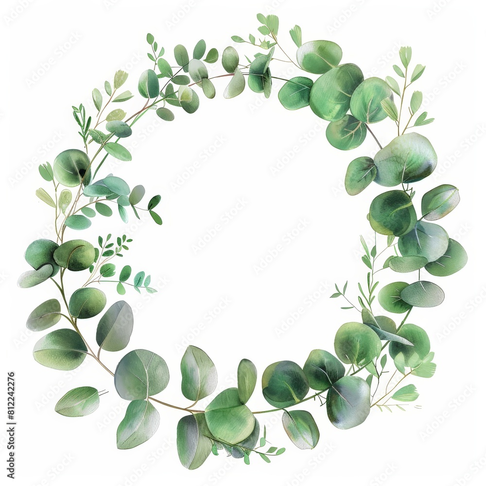 A Wreath of Green Leaves on a White Background A Wreath of Green Leaves on a White Background