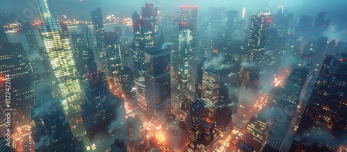 Mesmerizing Urban Utopia Soaring Skyscrapers and Luminous Cityscapes Ablaze in the Night