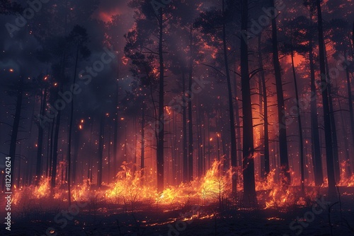 Fire in the forest photo