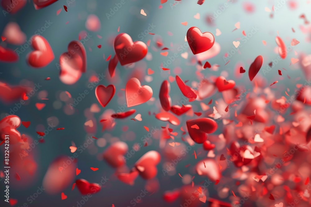 Red Hearts Floating in the Air Red Hearts Floating in the Air