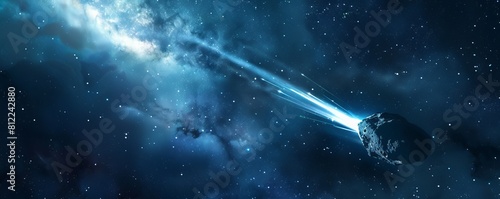 flying comet in space.