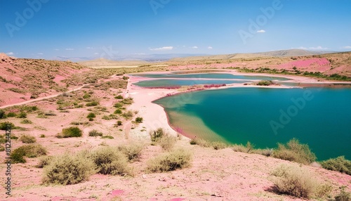fantasy pink desert landscape with lake © Raegan