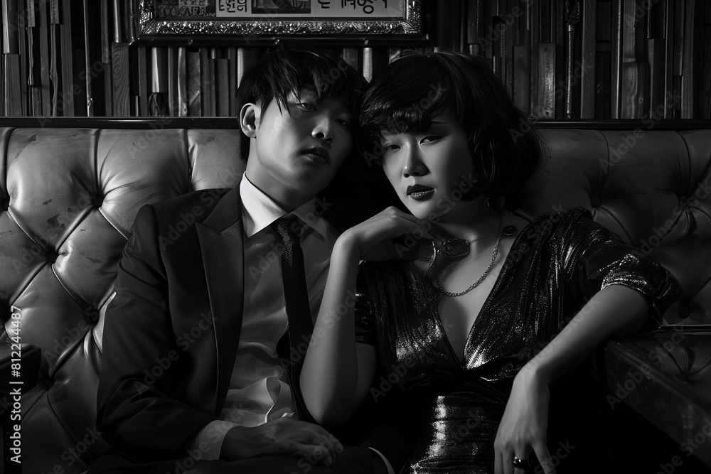 Portrait of an Asian LGBTQ couple sitting together on a bar Portrait of an Asian LGBTQ couple sitting together on a bar
