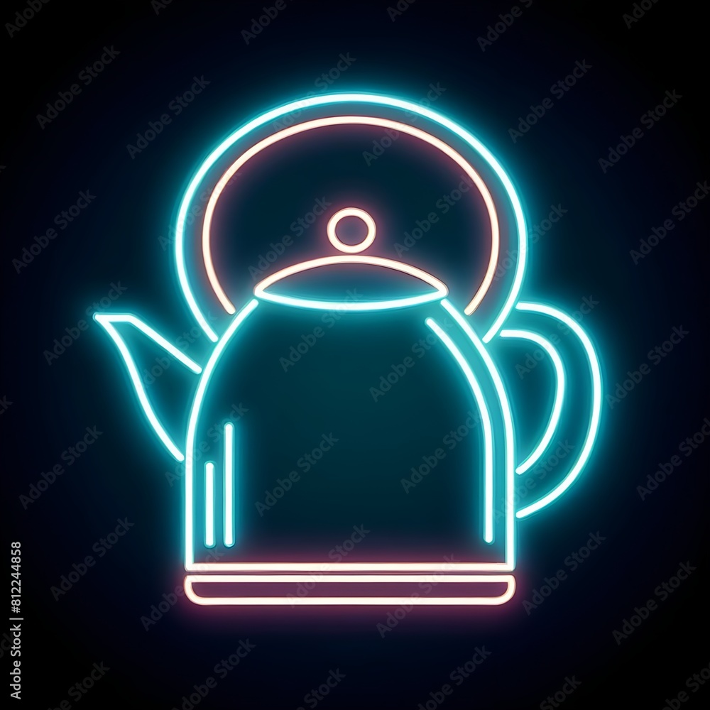 Obraz premium Neon round kettle