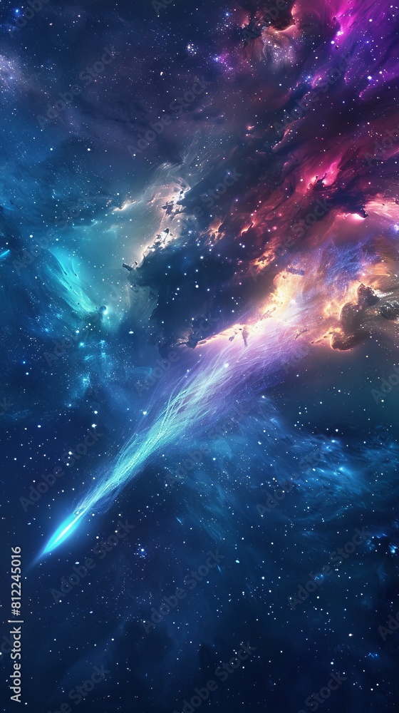 flying comet in space. flying comet in space.