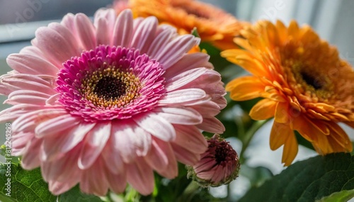 close up of pink and orange fabric flowers floral design and soft texture concept design for textiles wallpaper greeting cards macro photography with a soft focus background