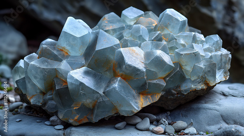 Macro stone Fluorite mineral on white background close up photo