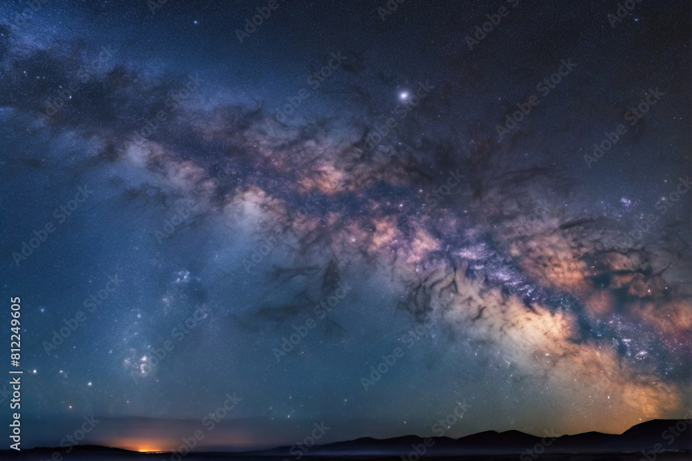 A breathtaking view of the Milky Way galaxy stretching across a dark sky, dotted with countless stars.