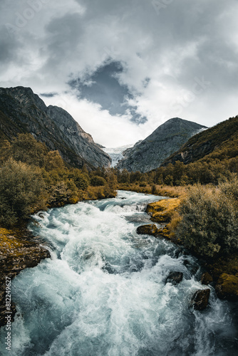 mountain river, Briksdalsbreen, Norway