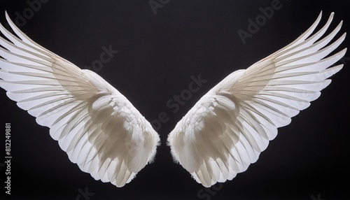 white angel or bird wings on black background photo