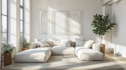 Modern living room with furniture in Scandinavian style © Victoria Andrievska