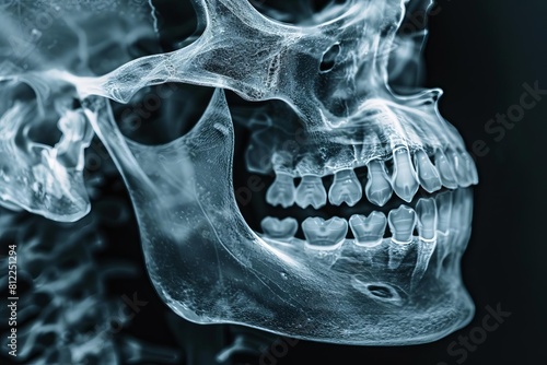 X-ray of the human skull and teeth photo