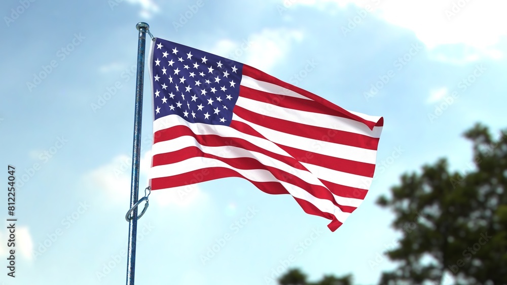 Naklejka premium Flag of USA on the mast