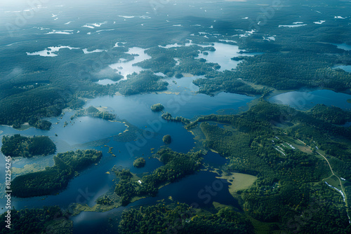 Aerial View of US Lakes: A Spectacular Display of Natural Beauty and Ecosystem Diversity © Samuel