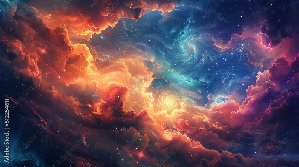 Cosmic Canvass Weaving Colorful Clouds into Galactic Tapestry
