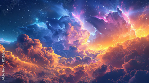 Cosmic Canvass Weaving Colorful Clouds into Galactic Tapestry © Neural