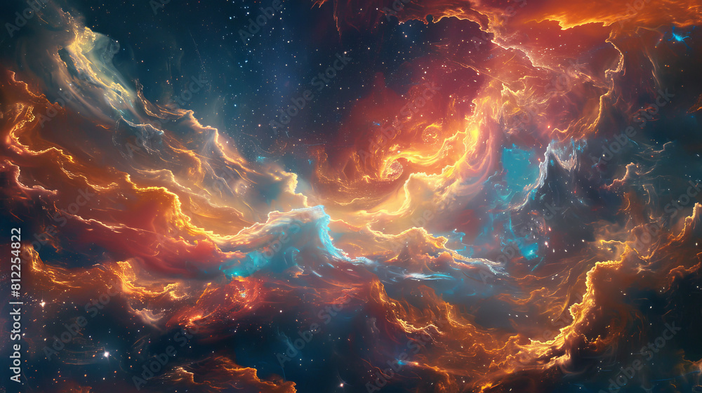 Cosmic Canvass Weaving Colorful Clouds into Galactic Tapestry