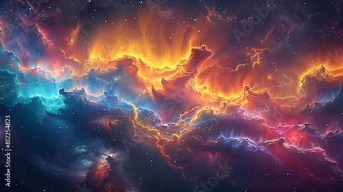 Cosmic Canvass Weaving Colorful Clouds into Galactic Tapestry