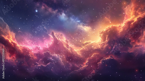 Cosmic Canvass Weaving Colorful Clouds into Galactic Tapestry