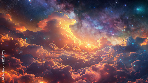 Cosmic Canvass Weaving Colorful Clouds into Galactic Tapestry