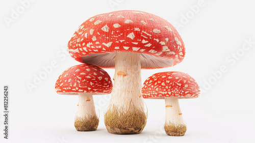 mushroom 3d icon render isolated on a white background.