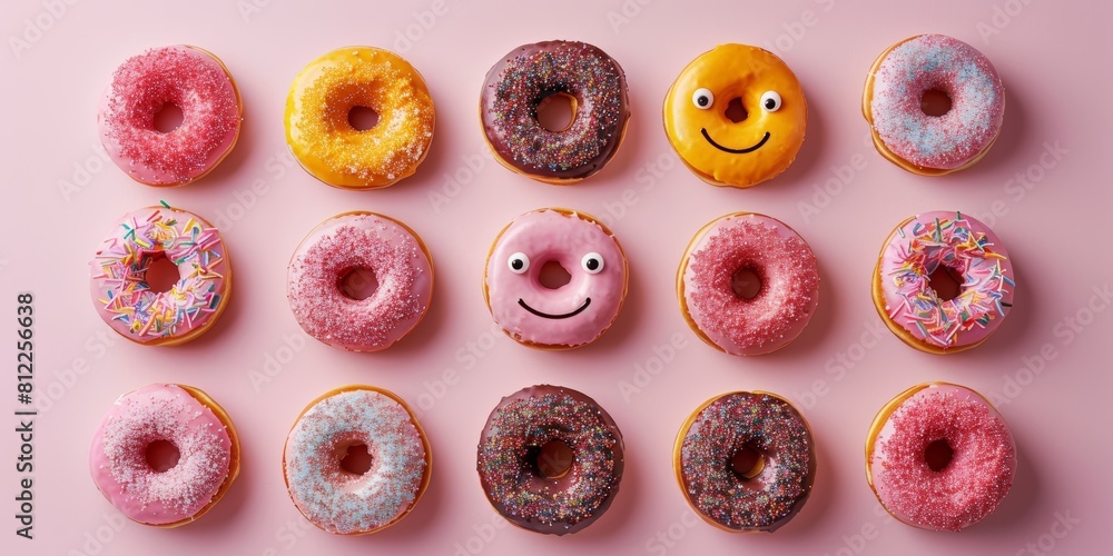 Assorted Doughnuts With Various Toppings. Generative AI Assorted Doughnuts With Various Toppings. Generative AI