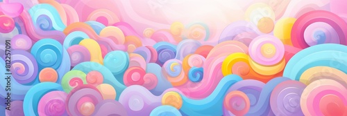Colorful Whimsical Swirls in Pastel Color, Playful Abstract Background. Generative AI