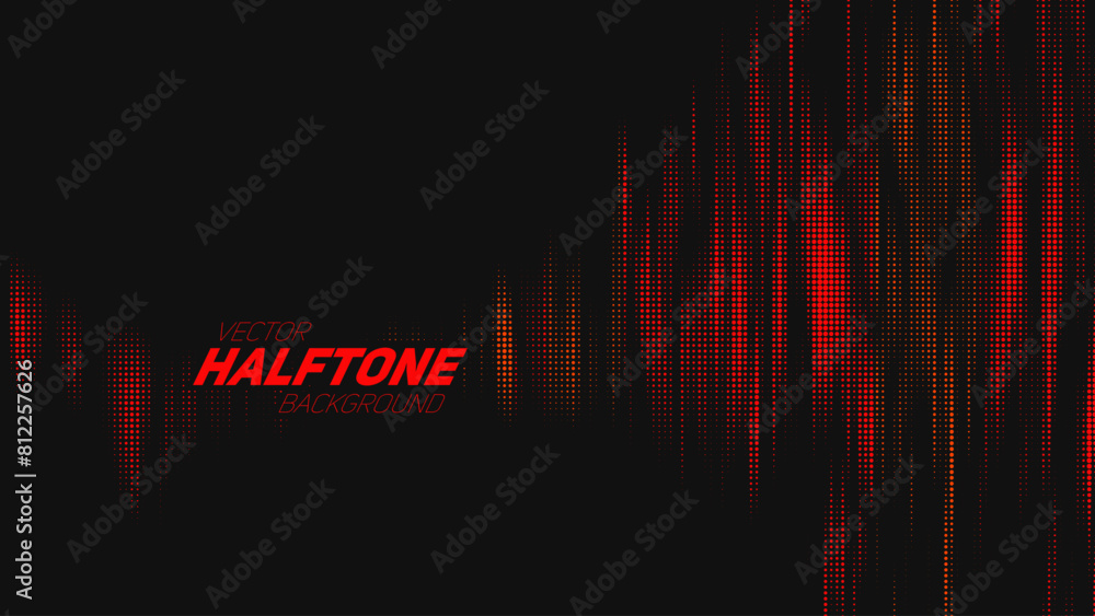 Abstract vector torn red halftone sound wave. Scrathed dotted texture element. Abstract vector torn red halftone sound wave. Scrathed dotted texture element.
