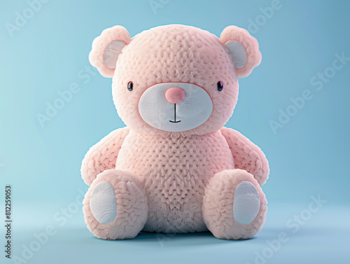 Cute kawaii squishy bear plush toy with realistic texture. 