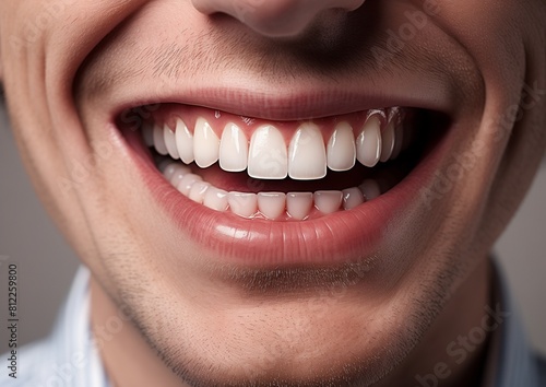 Close-up of Healthy White Teeth and Smile of Young Male