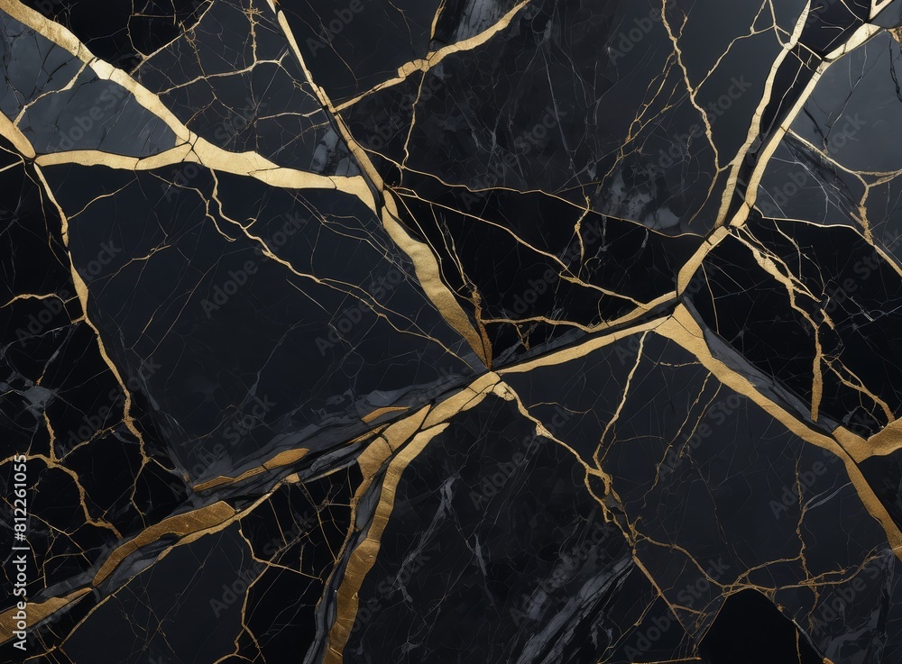 Background of black and grey marble with gold and cracks Background of black and grey marble with gold and cracks
