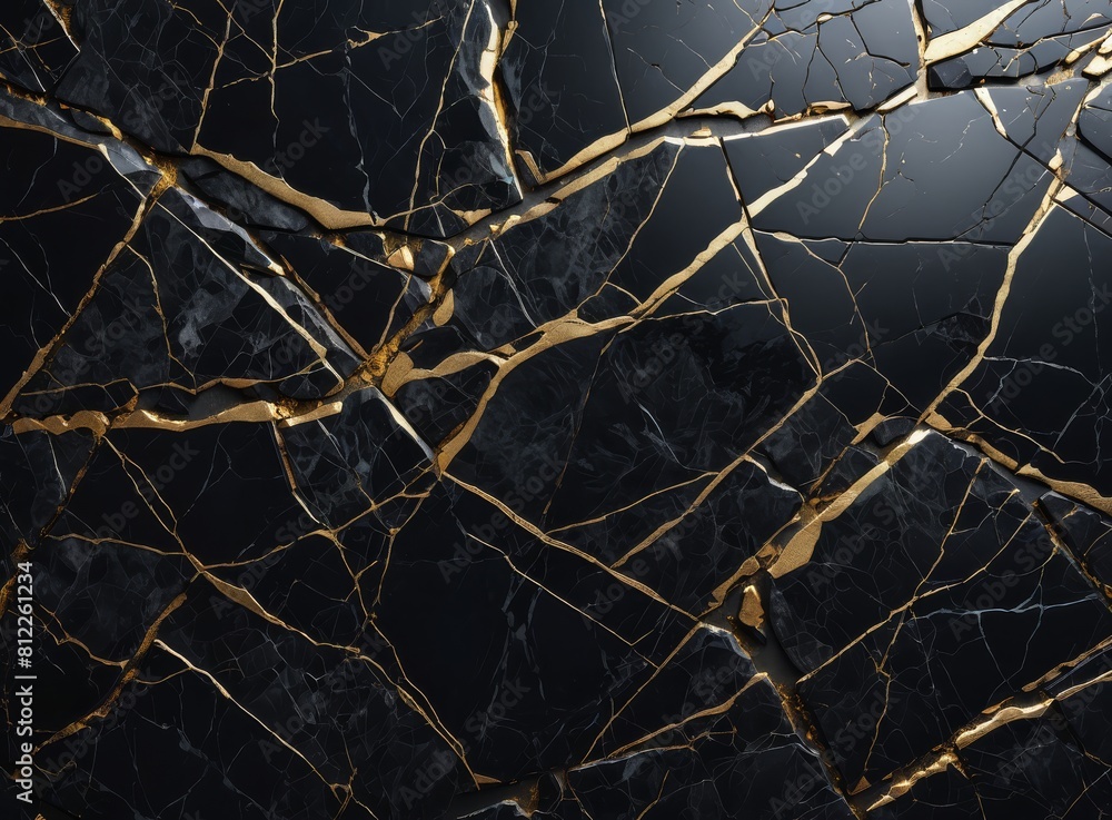 Background of black and grey marble with gold and cracks Background of black and grey marble with gold and cracks