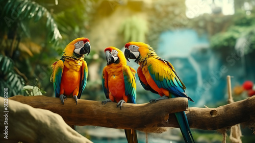 blue and yellow parrots