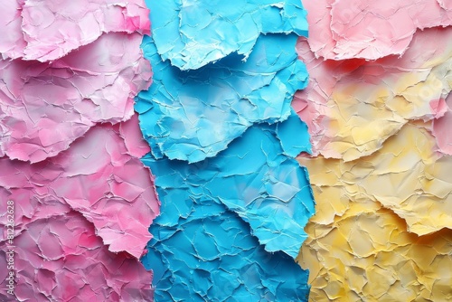 Wallpaper Mural Pastel-colored abstract with textured, ripped paper edges creating visual dynamics Torontodigital.ca