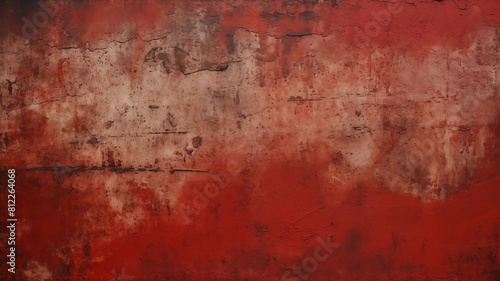 red concrete wall with various coats and fading