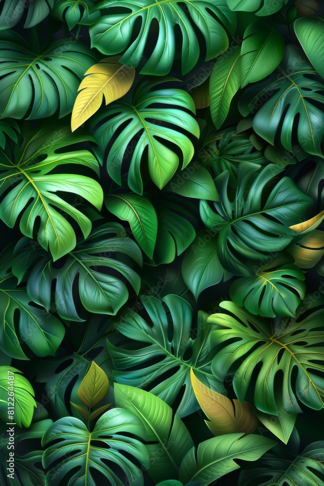 custom made wallpaper toronto digitalA close up of a tropical leaf pattern with many different colors, AI
