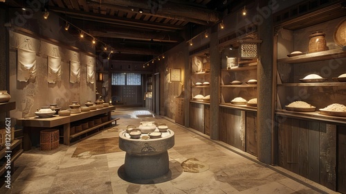 A virtual reality experience in a museum, allowing visitors to explore the origins of dumplings in ancient civilizations photo