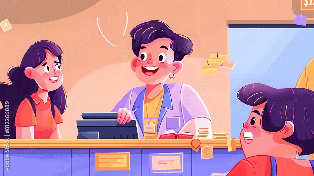 Illustration of a Bank Teller's Daily Tasks: Providing Financial Advice and More Illustration of a Bank Teller's Daily Tasks: Providing Financial Advice and More