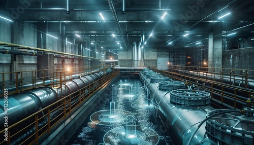 A water treatment facility employing a digital twin to monitor processes and predict equipment failures before they occur