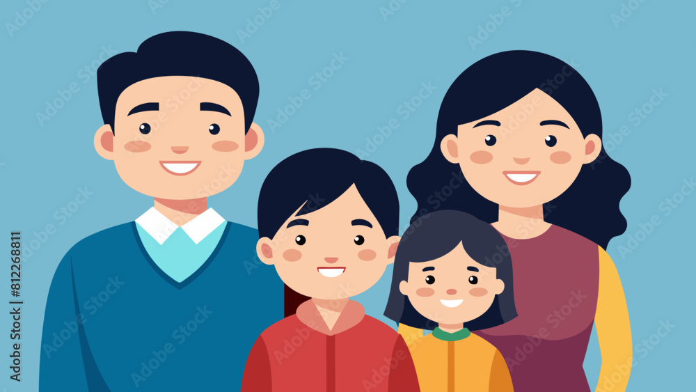 asian happy family dad mom daughter and son tog cartoon vector illustration asian happy family dad mom daughter and son tog cartoon vector illustration